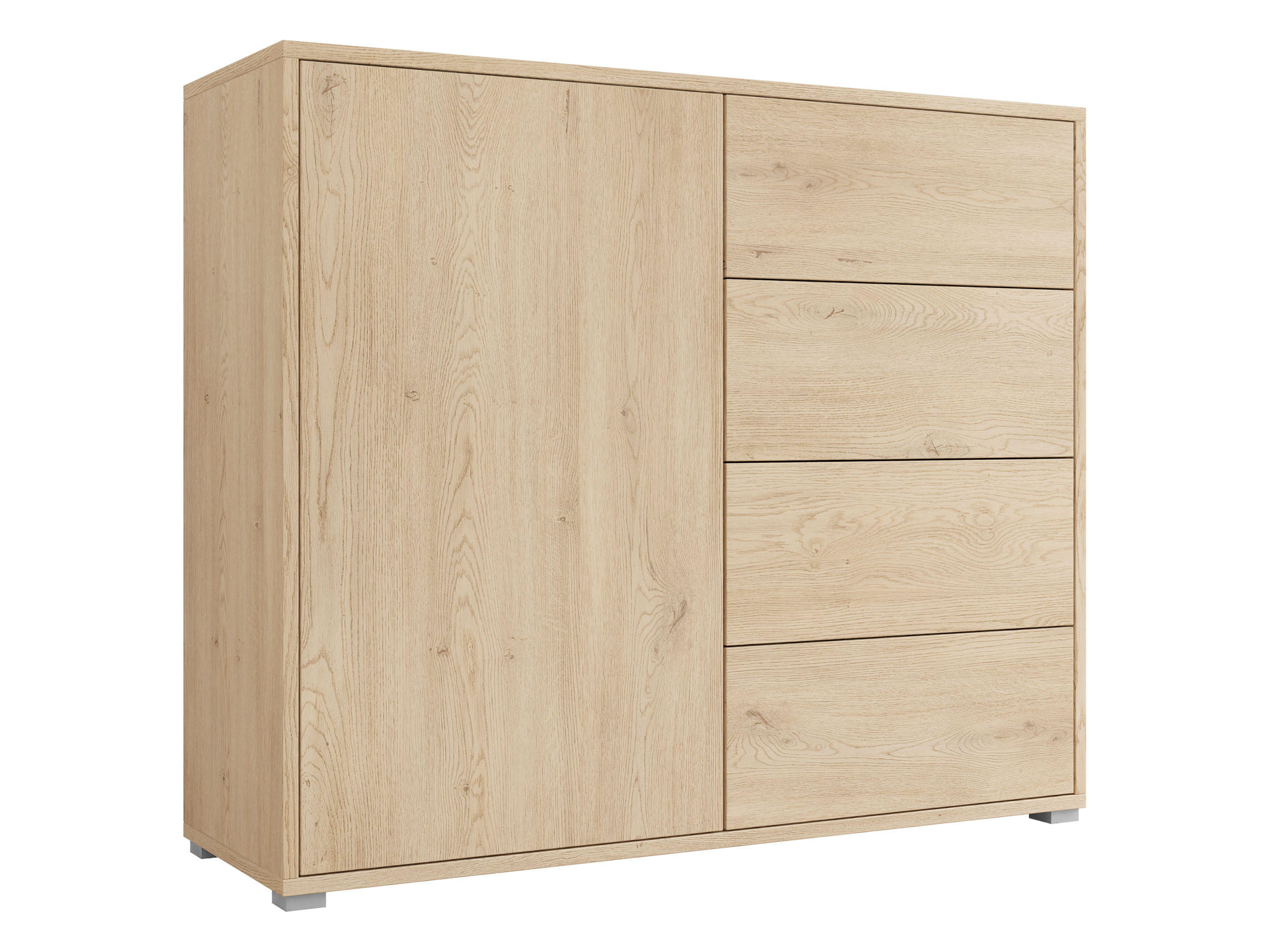 KOMMODE Gesita K1D4SZ - Eichefarben/Silberfarben, Holzwerkstoff/Kunststoff (100/93/41cm) - MIRJAN24