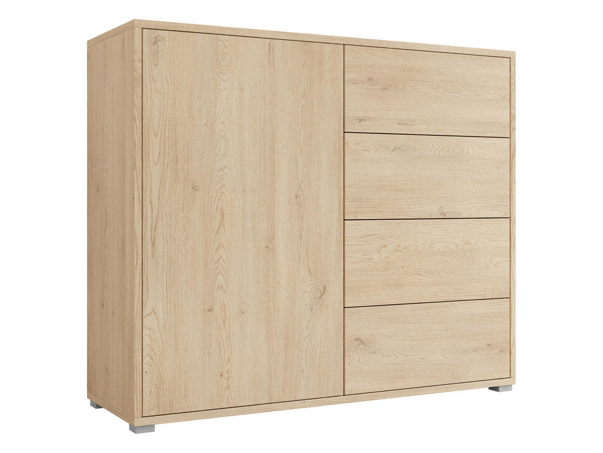 KOMMODE Gesita K1D4SZ - Eichefarben/Silberfarben, Holzwerkstoff/Kunststoff (100/93/41cm) - MIRJAN24