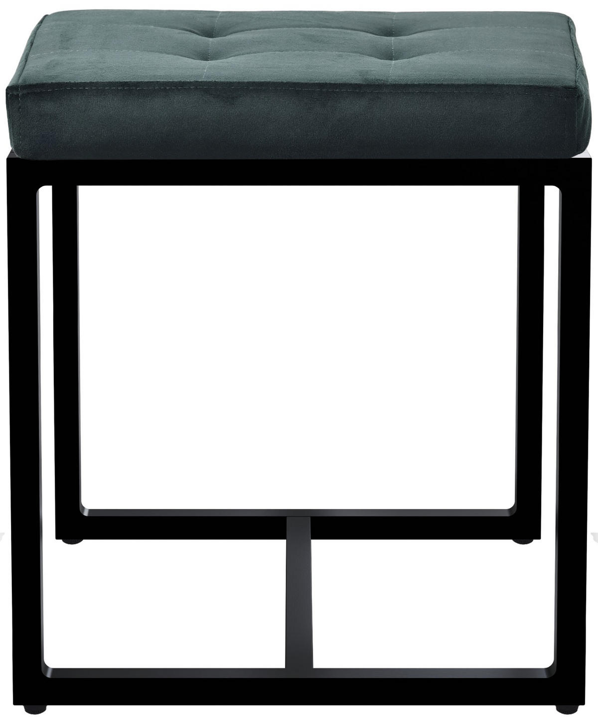 SITZWÜRFEL eckig 40/40/48 cm Samt grün - Schwarz/Grün, Textil/Metall (40/48/40cm) - CLP