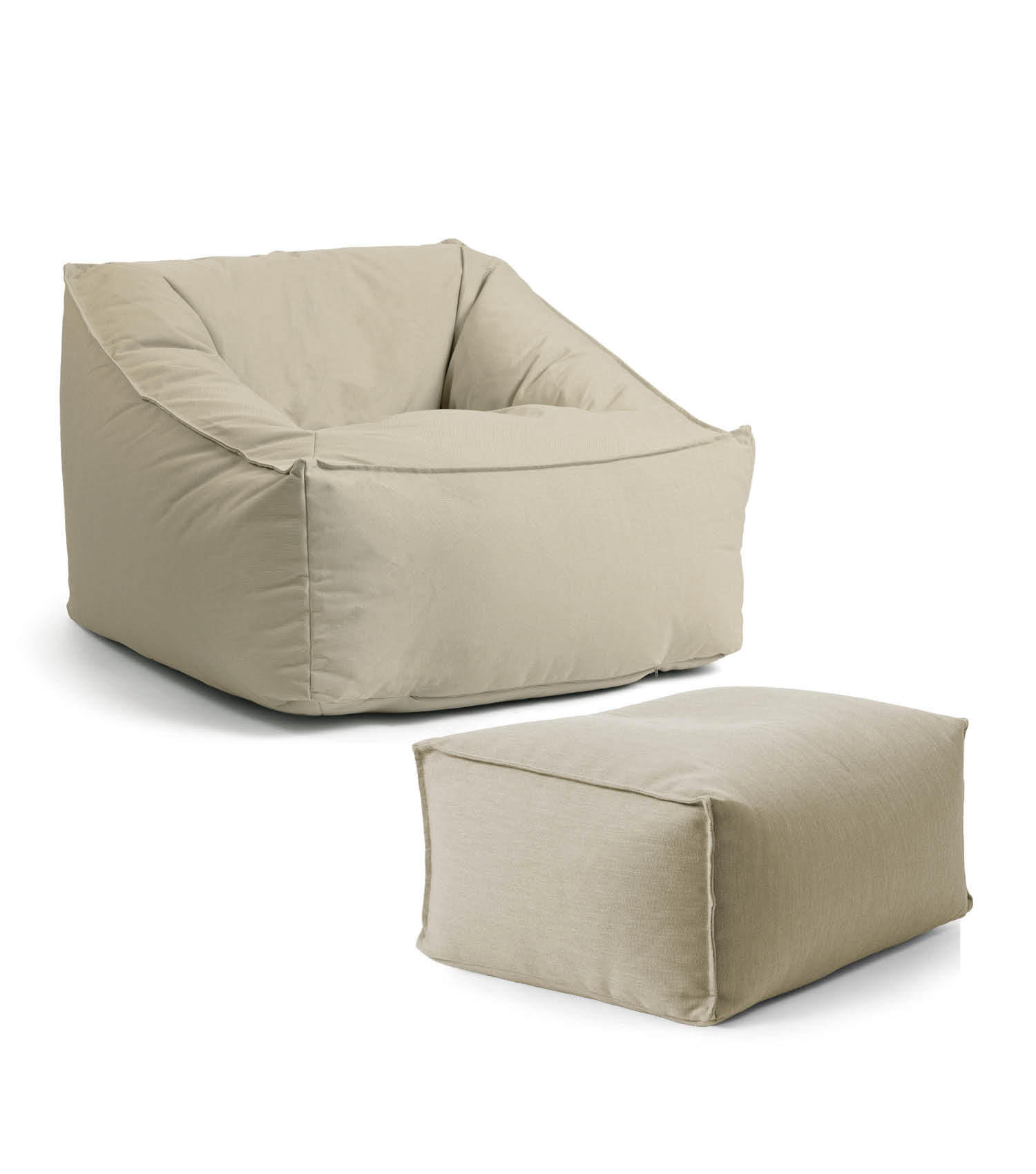 SITZSACK Der Sunnyboy mit Hocker - Beige, Textil (80/60/83cm) - Mokebo