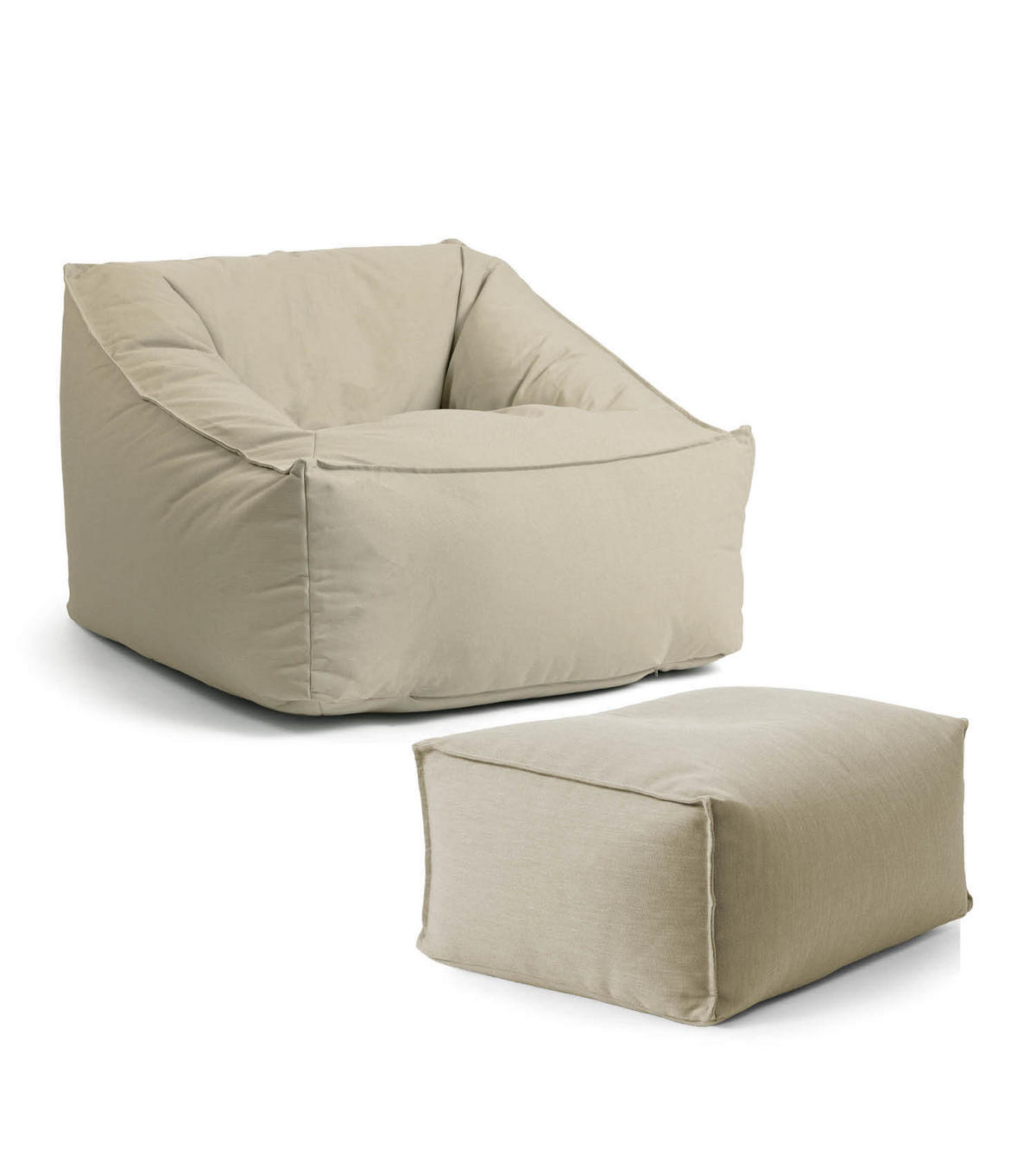 SITZSACK Der Sunnyboy mit Hocker - Beige, Textil (80/60/83cm) - Mokebo