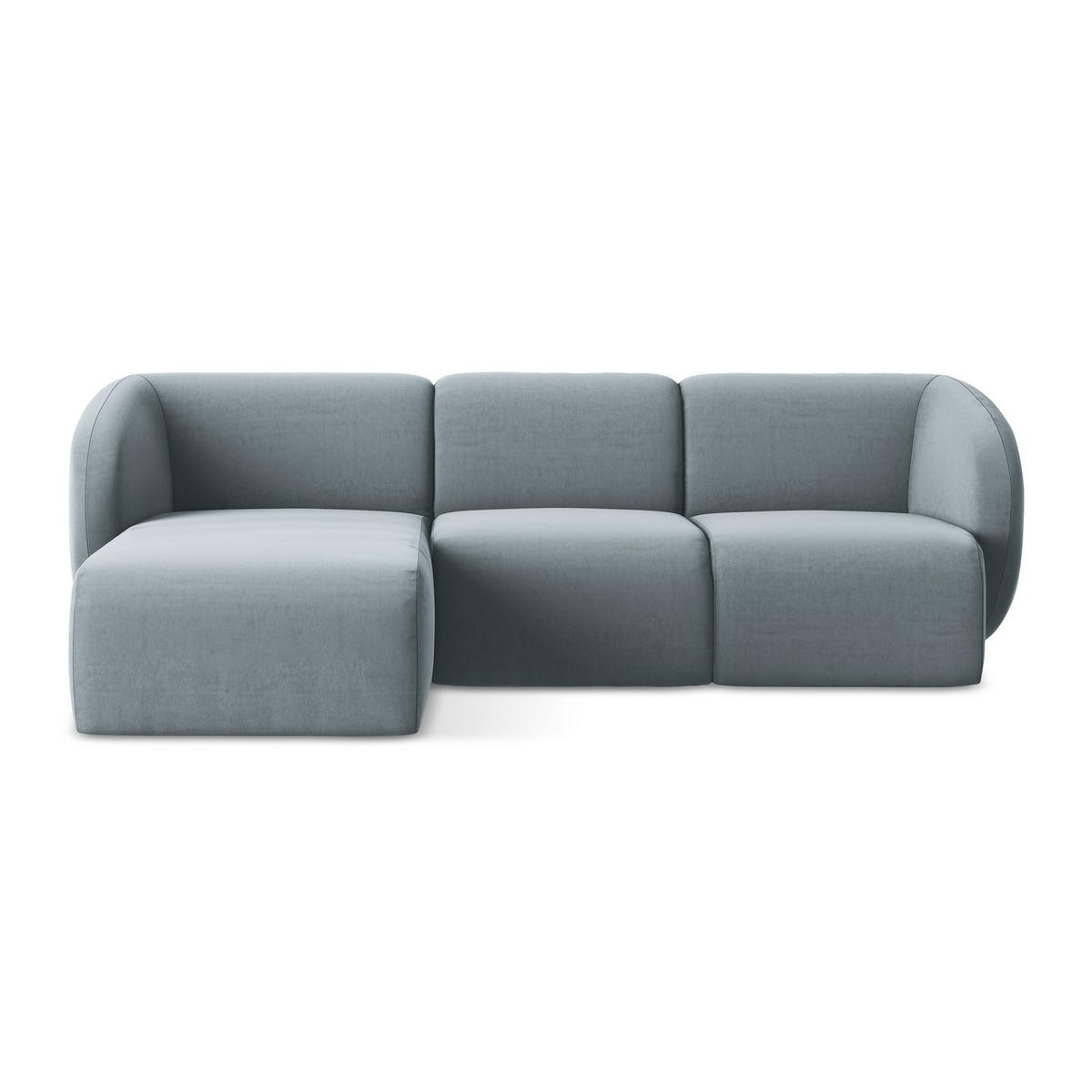 ECKSOFA Links Samt Stoff Blau - Schwarz/Hellblau, Holzwerkstoff/Kunststoff (248/166cm) - LaMiaSofa