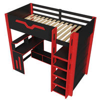 HOCHBETT 90/200 cm DE-32846 mit Schreibtisch und Stauraum Rot - Rot, Holzwerkstoff (90/200cm) - ComfortXL