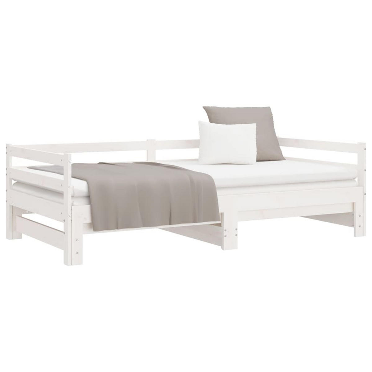 AUSZIEHBARES Tagesbett Ohne Matratze Weiss 80/200 Cm - Weiß, Naturmaterialien (80/200cm) - vidaXL