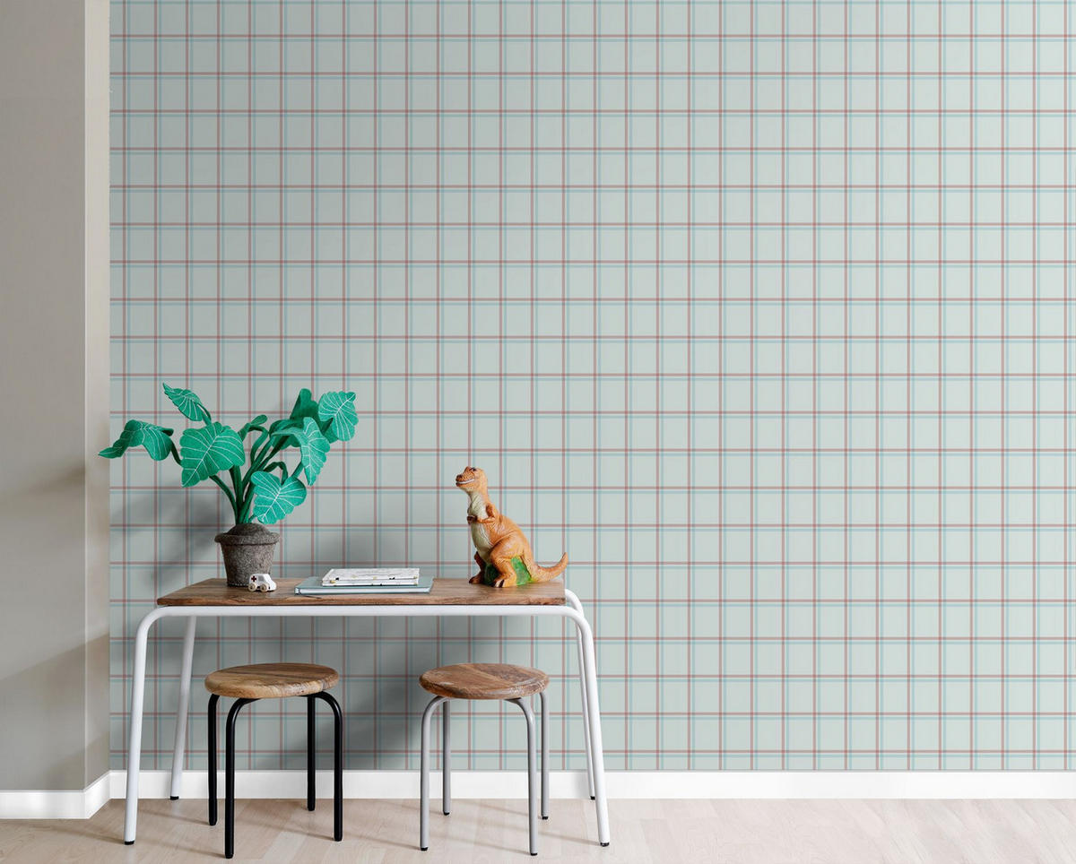 TAPETE Karomuster 50 x 900 cm - Blau, Papier (50/900cm) - ESTAhome