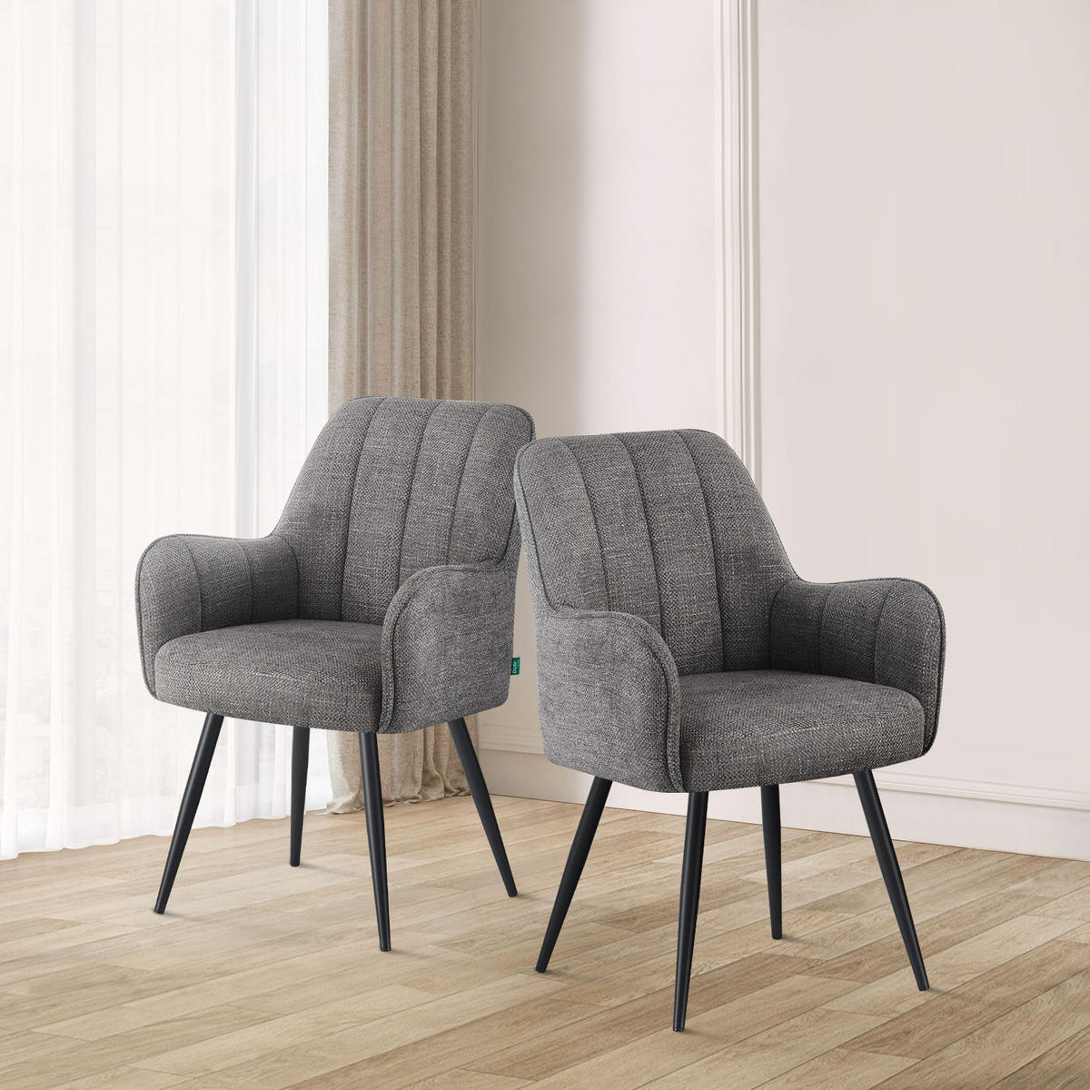ESSZIMMERSTUHL THOMAS-BELA 2er-Set 4-Fuss-Gestell - Grau, Textil (58/87/62cm) - DUBI Möbel