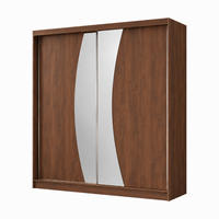 KLEIDERSCHRANK Nox 200 cm Nussbaum Warmia Spiegel Griffe schwarz - Nussbaumfarben, Holzwerkstoff (200/216/61cm) - KS Home Concept