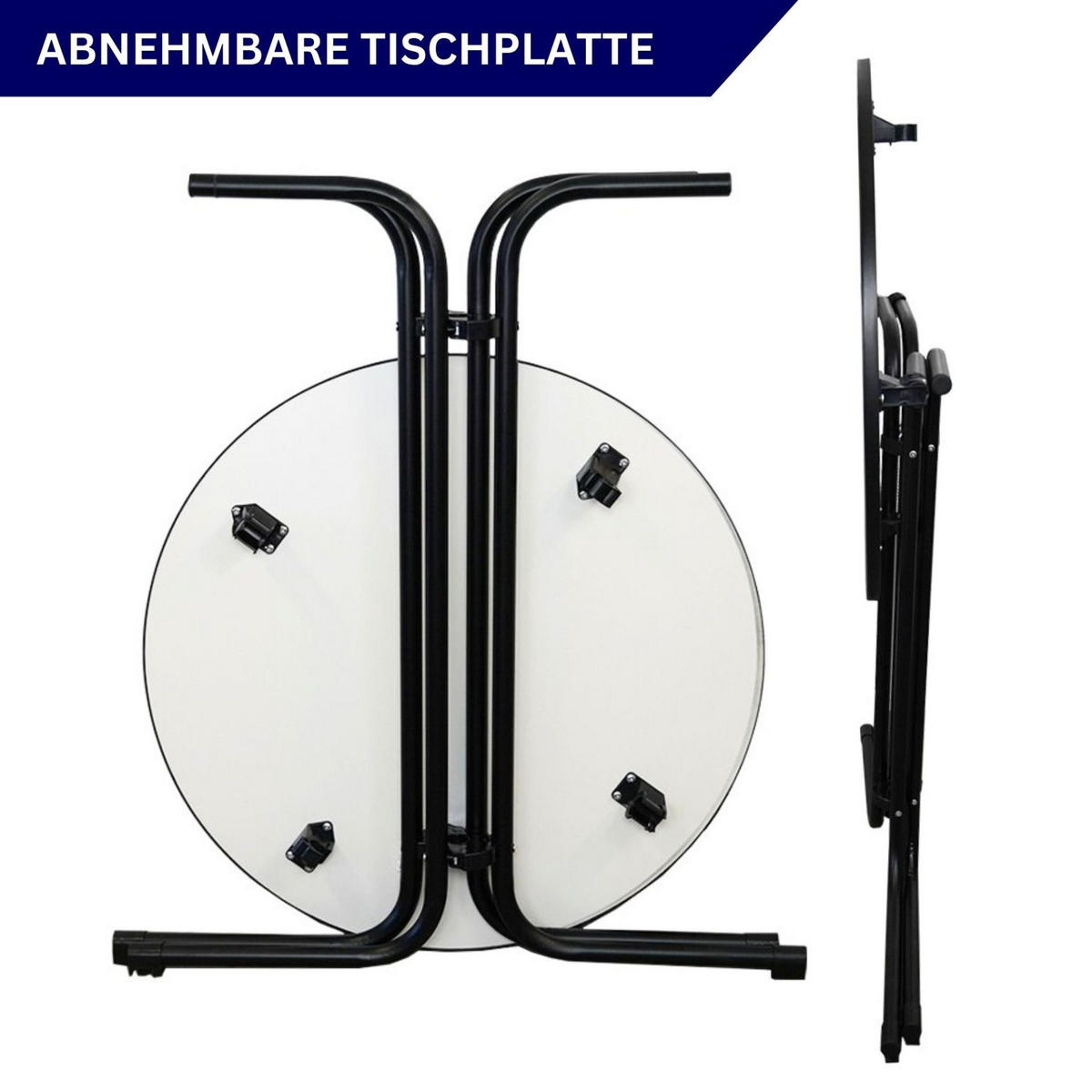 STEHTISCH mit Hussen klappbar HxØ 110x80cm MDF-Platte mit Edelstahlbeschichtung Schwarz - Schwarz, Metall (110/80/110cm) - CHEFGASTRO