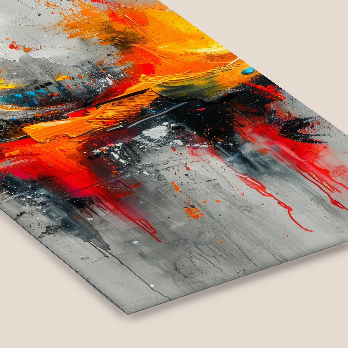 PLAKÁT V RÁMU Moderní umění - Oranžová - Šedá - Abstraktní 40x60 cm - světle šedá, papír (40/60cm) - MuchoWow