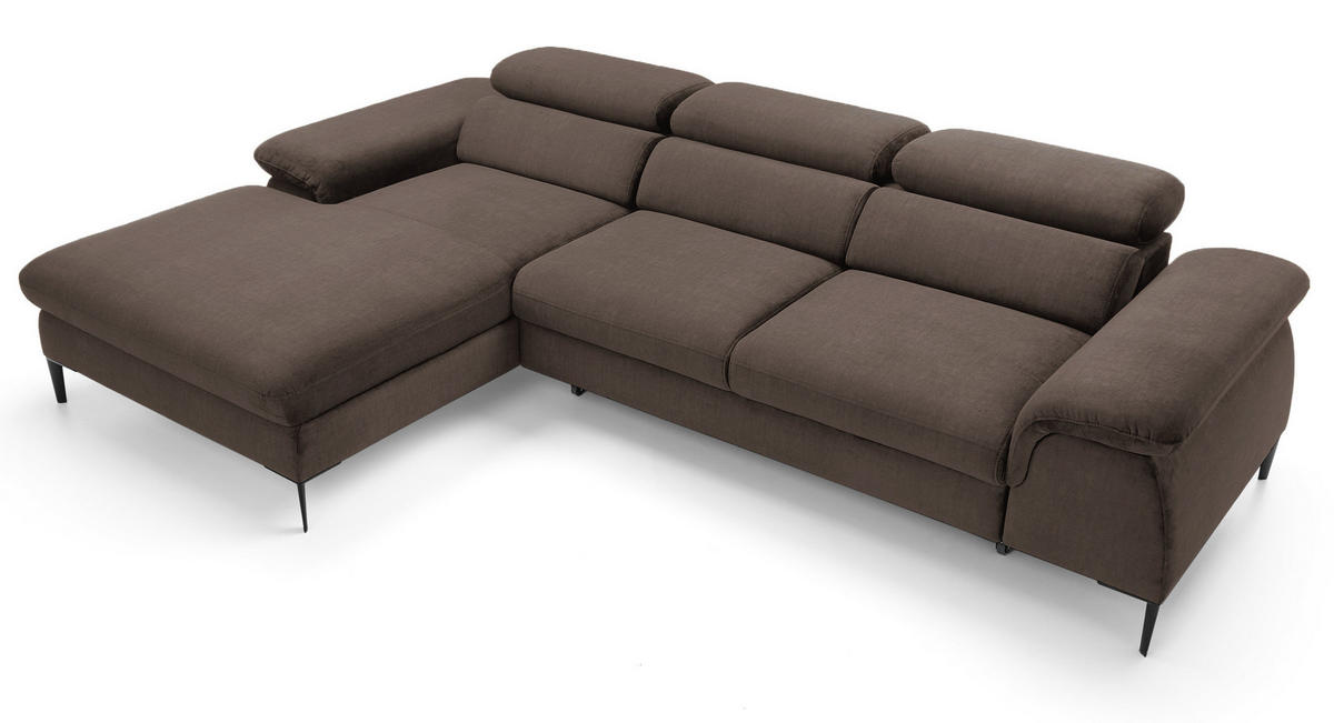 ECKSOFA L-Form 290 cm Amaro M mit Schlaffunktion, Links, Braun - Braun, Holz (288/182cm) - Emporius
