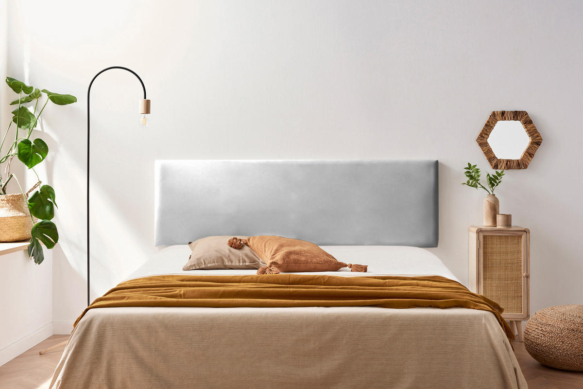 KOPFTEIL gepolstert NOVA Kunstleder 115x50x5 cm - Silber - Moonia - Silberfarben, Holz (115/5/50cm)