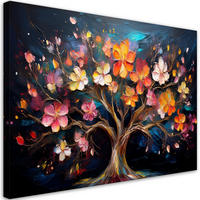LEINWANDBILD Bunter Baum des Lebens-Abstraktion 100x70cm - Multicolor, Textil (100/70cm) - Feeby