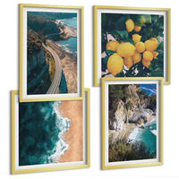 BILDER SET 4er Set - 50x50 cm & 40x60 cm Goldrahmen - Meerstrand Zitronen Berge - Goldfarben, Kunststoff (50/50cm) - TULUP