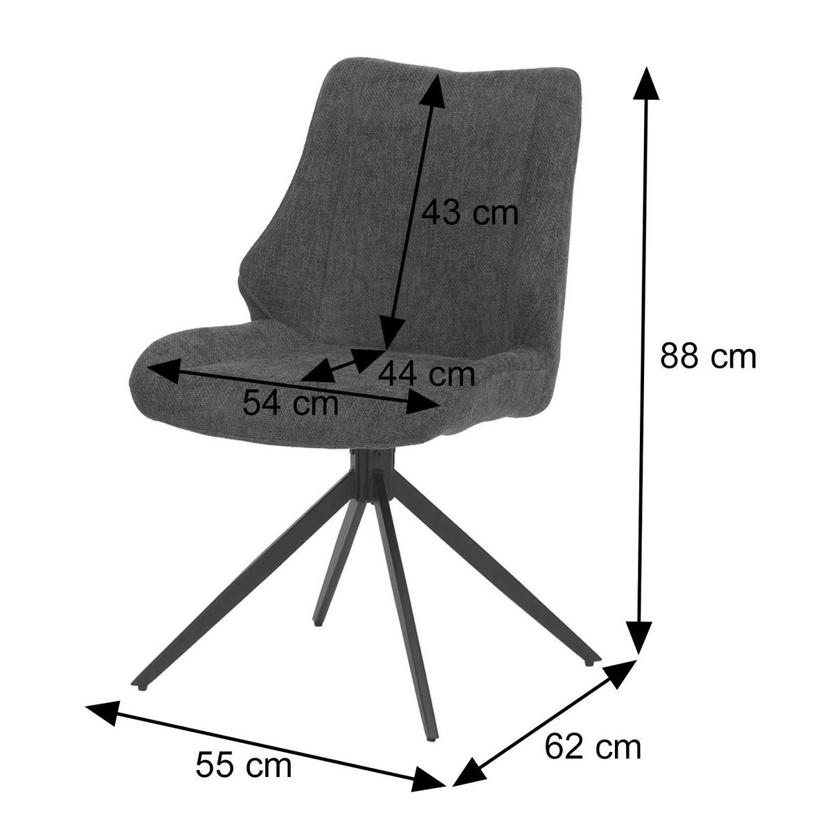 ESSZIMMERSTUHL Schwarz, Petrol 6er-Set - Petrol/Schwarz, Textil (55/88/62cm) - MCW