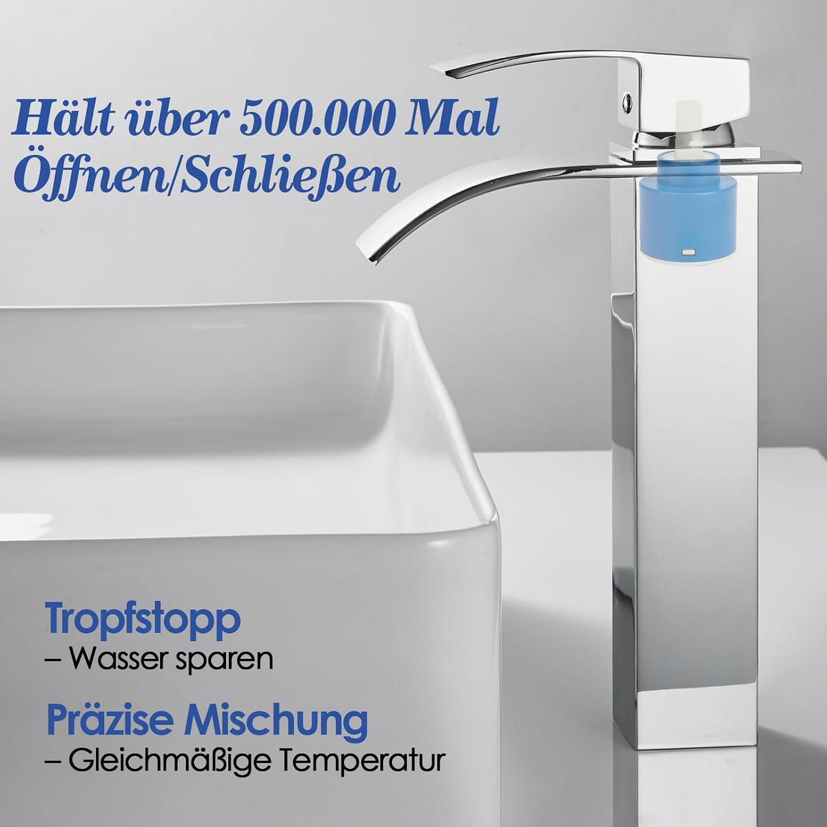 HELLSILBERNER Wasserfall-KÜCHENARMATURn mit gebogenem Auslauf, 30 x 16 x 5 cm - Silberfarben, Metall (37/7/20cm) - Vallsero