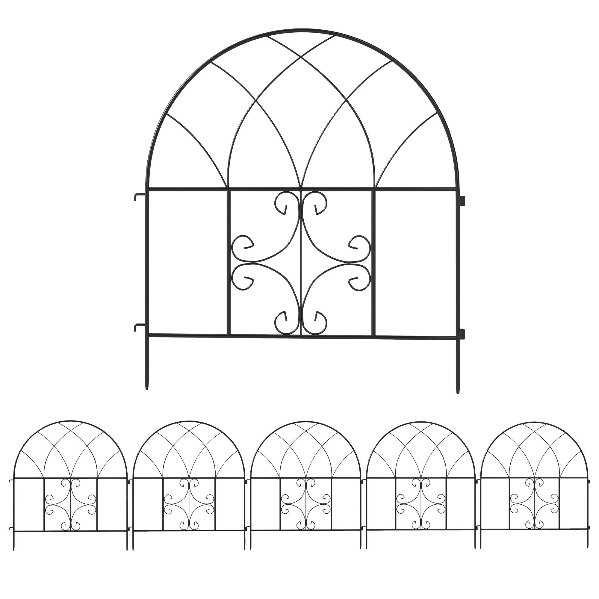 GARTENZAUN Stahl 300 cm x 70 cm Schwarz - Schwarz, Metall (1/70cm) - Outsunny