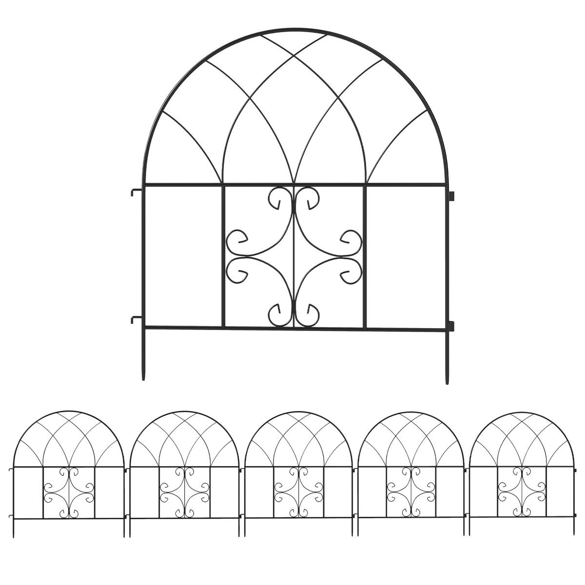 GARTENZAUN Stahl 300 cm x 70 cm Schwarz - Schwarz, Metall (1/70cm) - Outsunny
