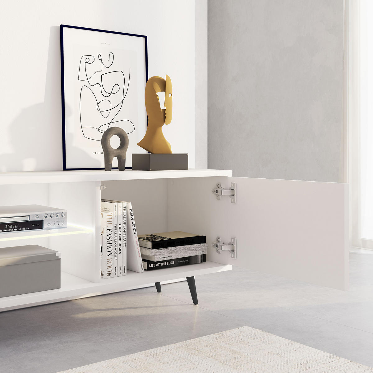 TV-SCHRANK Bello Weiß Schwarz 175 cm - Weiß, Holzwerkstoff (175/43.5/31.3cm) - Selsey