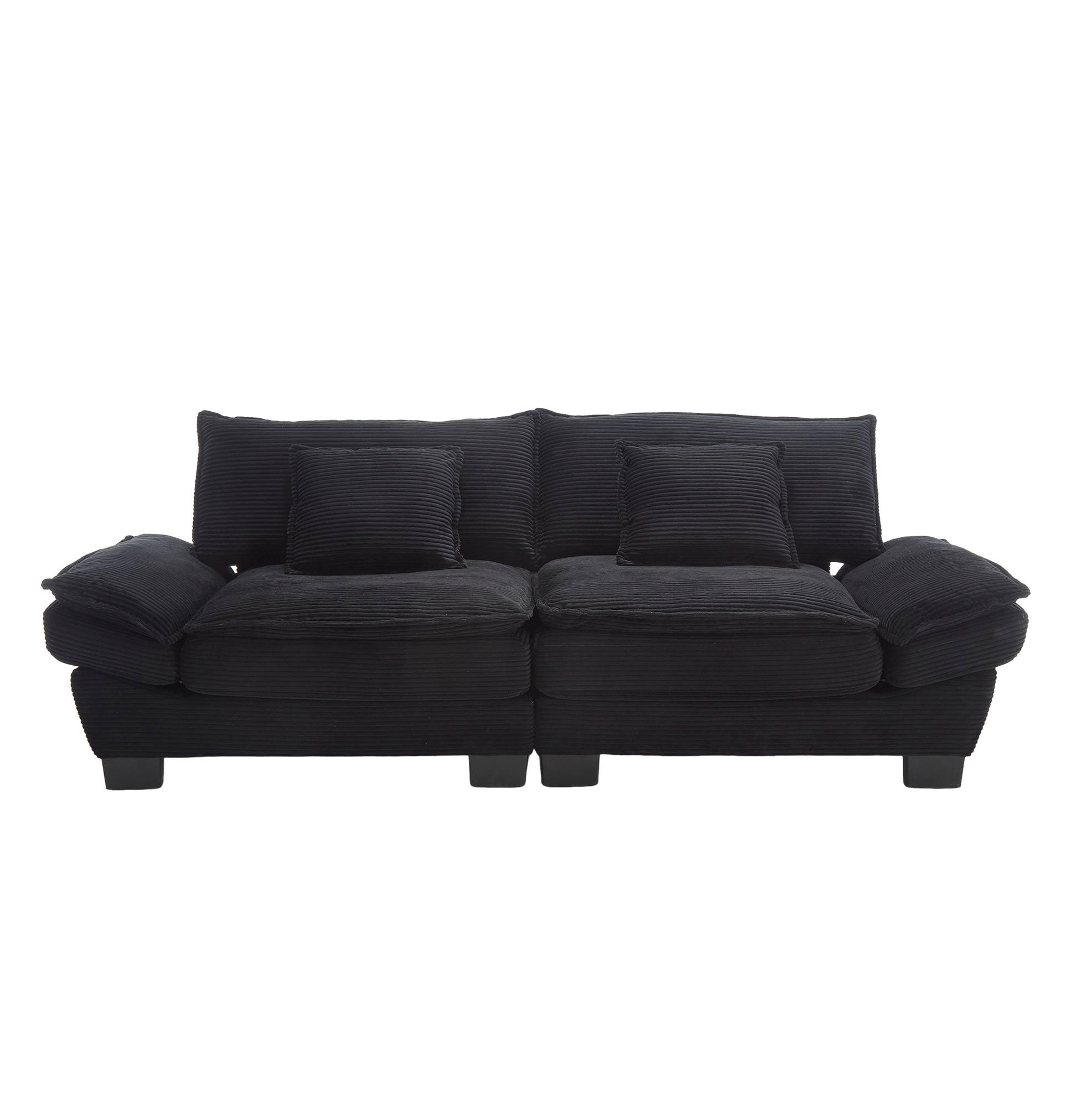 SOFA 2-Sitzer mit ultratiefem Sitz ca. 224 x 81 x 81 cm Velvet Black - Schwarz, Kunststoff (224/81/81cm) - Meubliv