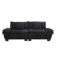 SOFA 2-Sitzer mit ultratiefem Sitz ca. 224 x 81 x 81 cm Velvet Black - Schwarz, Kunststoff (224/81/81cm) - Meubliv