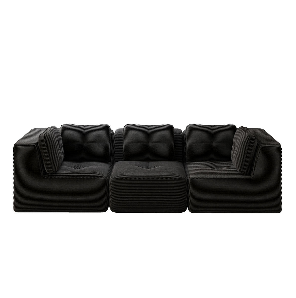 ECKSOFA 297/104/69 cm schwarz aus Cord mit modularem Design und ohne Montage - Schwarz, Textil (104/297cm) - OKWISH