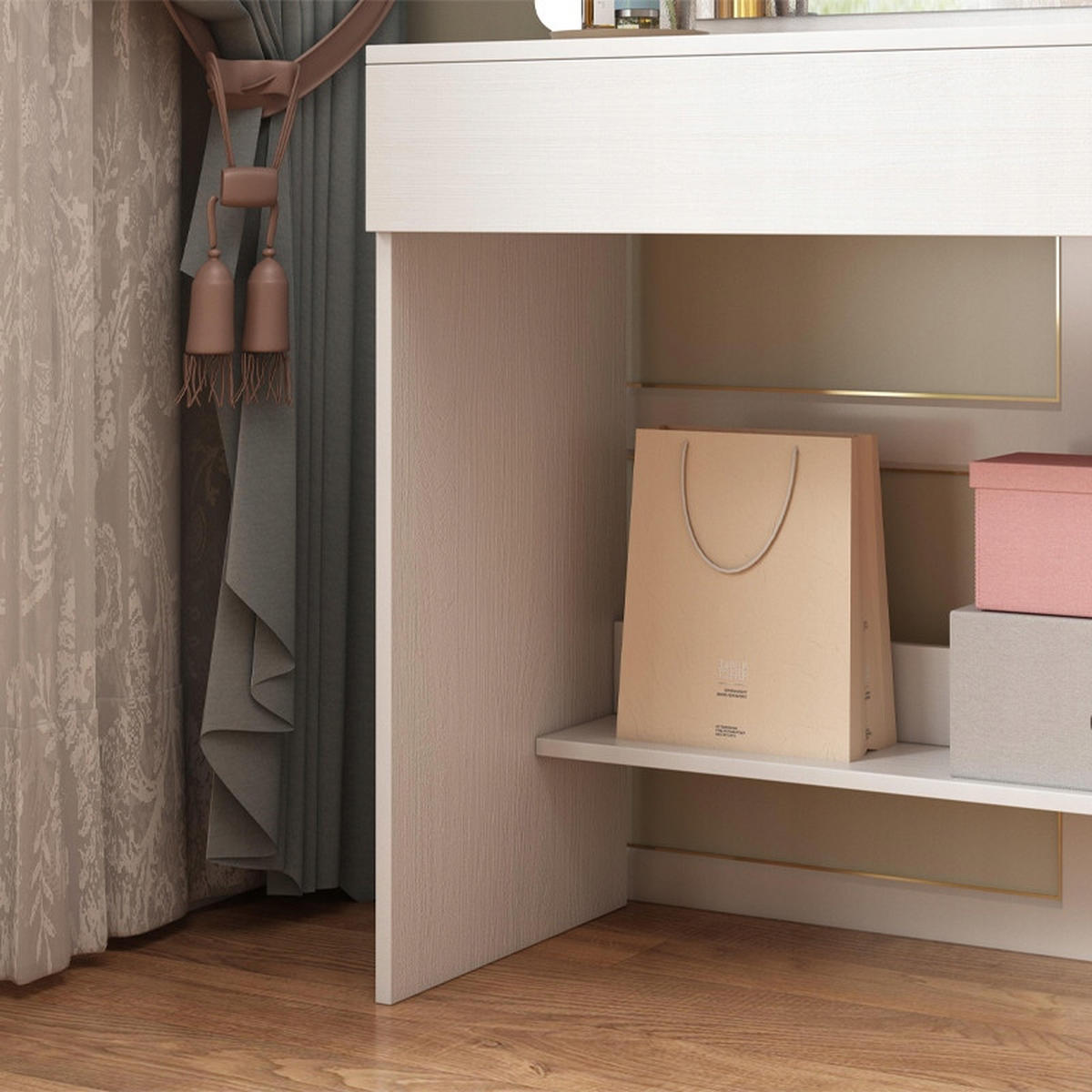 SCHMINKTISCH weißer 40/80/140 cm - Weiß, Holzwerkstoff (80/140/40cm)