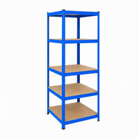SCHWERLASTREGAL Blau 5 Böden Stahl MDF 200x60x60 cm - Multicolor, Holzwerkstoff/Kunststoff (60/200/60cm) - Relaxdays