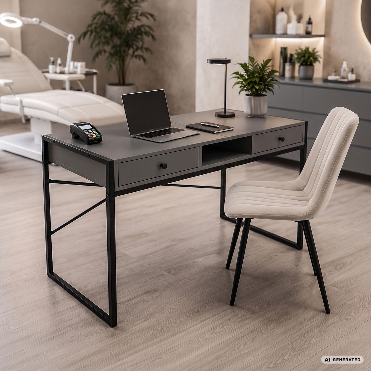 SCHREIBTISCH ELOSNIS 123 cm Graphit - Graphitfarben/Schwarz, Holzwerkstoff (123/48/80.5cm) - Akord