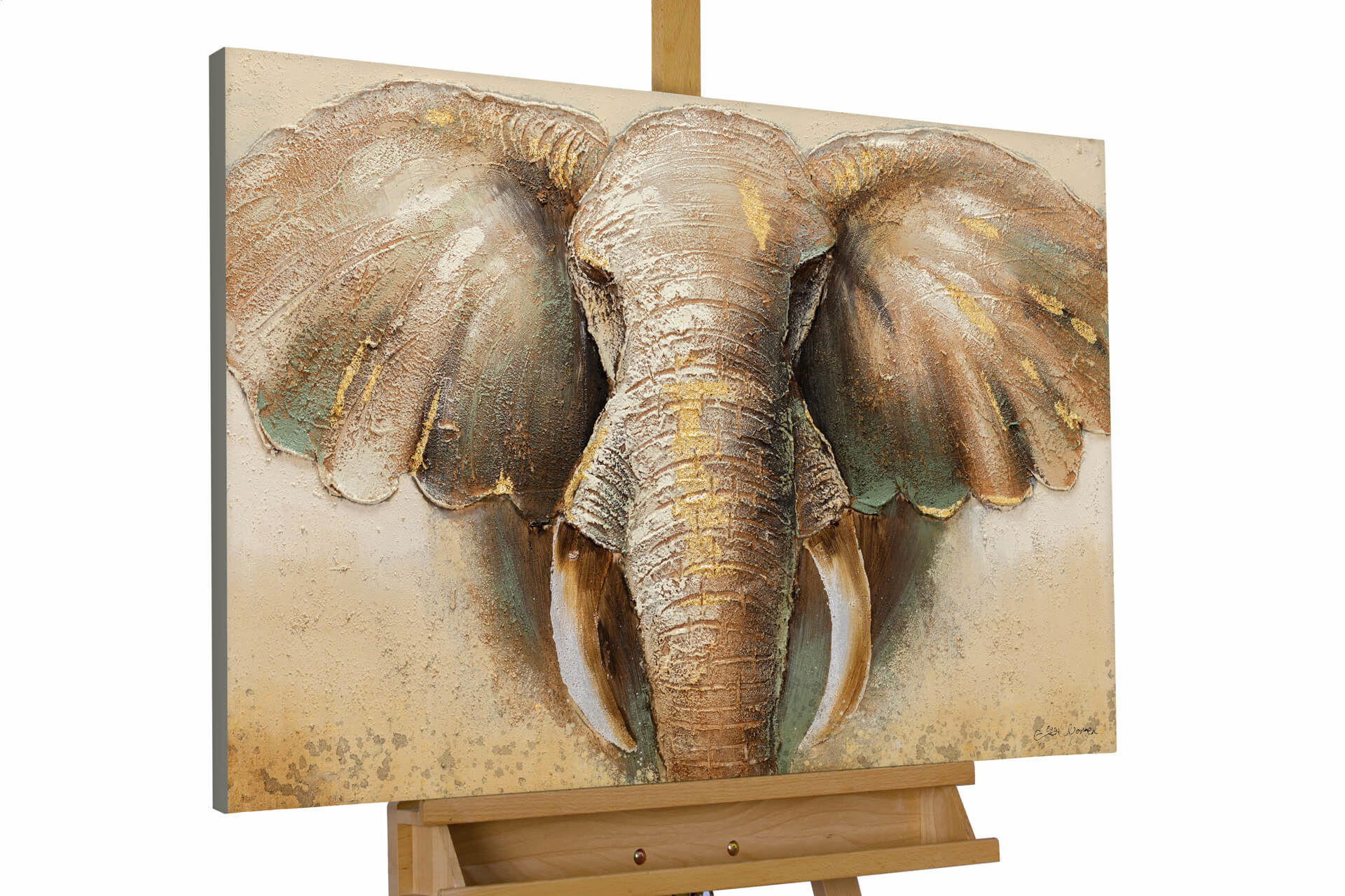 ACRYLBILD HANDGEMALT 90/60 cm - Beige, Holz/Textil (2.14/60cm) - KUNSTLOFT