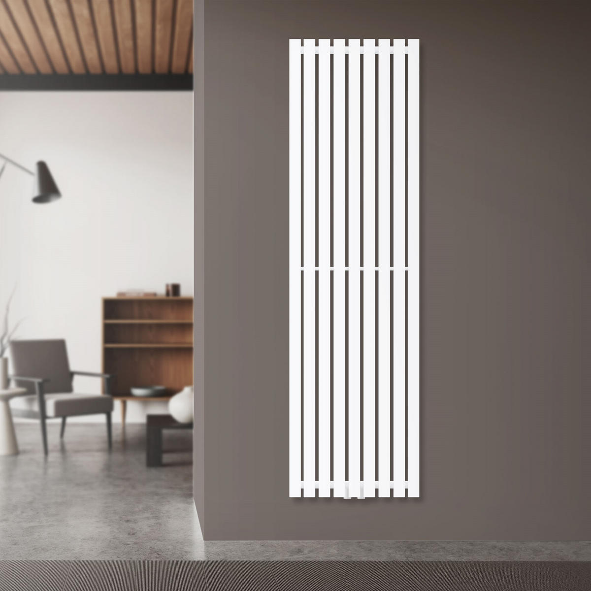 BADHEIZKÖRPER Stella 480x1600 mm Weiß mit Mittelanschluss - Weiß, Metall (48/160/5cm) - LuxeBath
