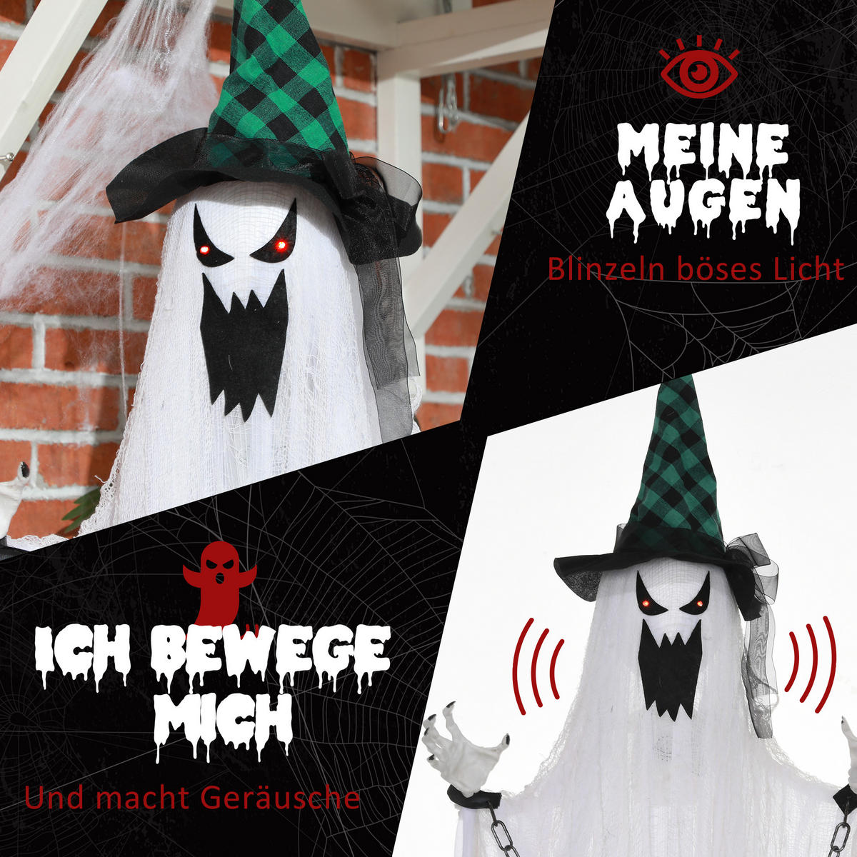 HALLOWEEN-DEKORATION Grün 88.0/16.0/204.0cm - Grün, Metall (16/204/88cm)