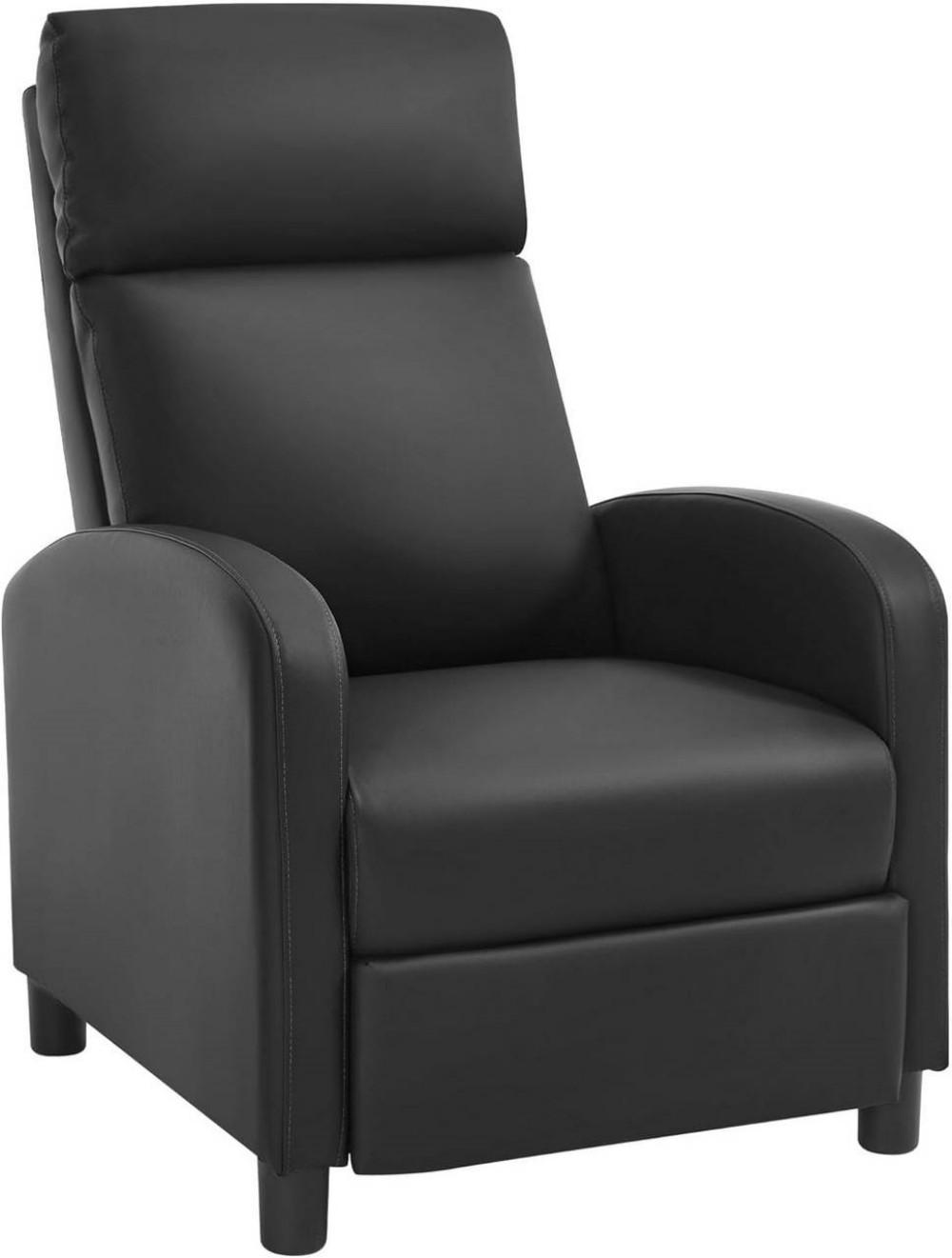 RELAXSESSEL mit Liegefunktion, Kunstleder, Schwarz - Schwarz, Kunststoff/Textil (65.5/102/89cm) - Woltu