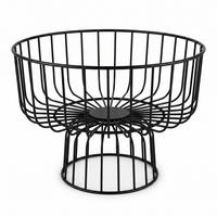 OBSTKORB Metall auf Fuß Schwarz 28/28/20 cm - Schwarz, Metall (28/20cm) - AROMELIO