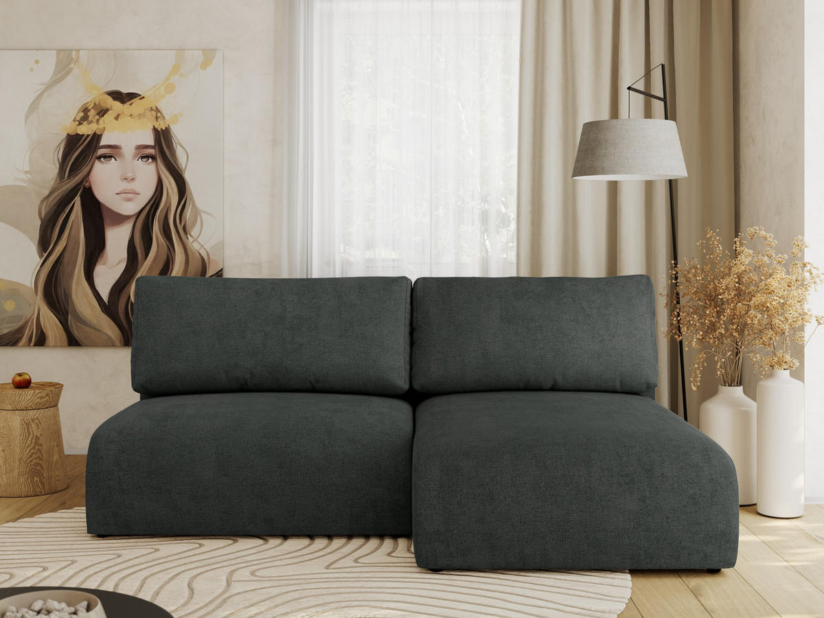 ECKSCHLAFSOFA VIVO L Dunkelgrau Struktur - rechts - Dunkelgrau/Schwarz, Kunststoff/Textil (150/223cm) - MKS