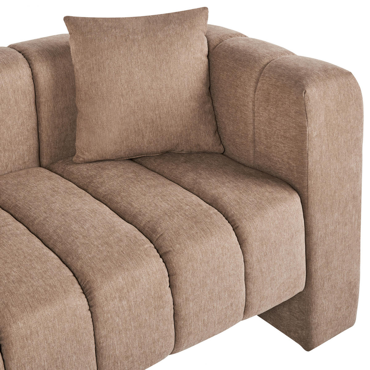 CHAISELONGUE-RECHTSSEITIGE Stoff Hellbraun Lannils - Hellbraun/Schwarz, Textil (173/73/79cm) - Beliani