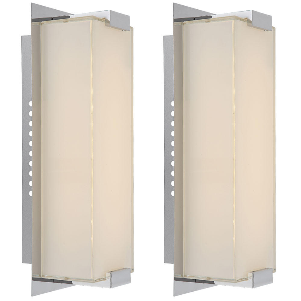 LED WANDLEUCHTE Chrom Glas satiniert Silber 2er Set - Silberfarben, Glas (28/11/10cm) - Globo Lighting