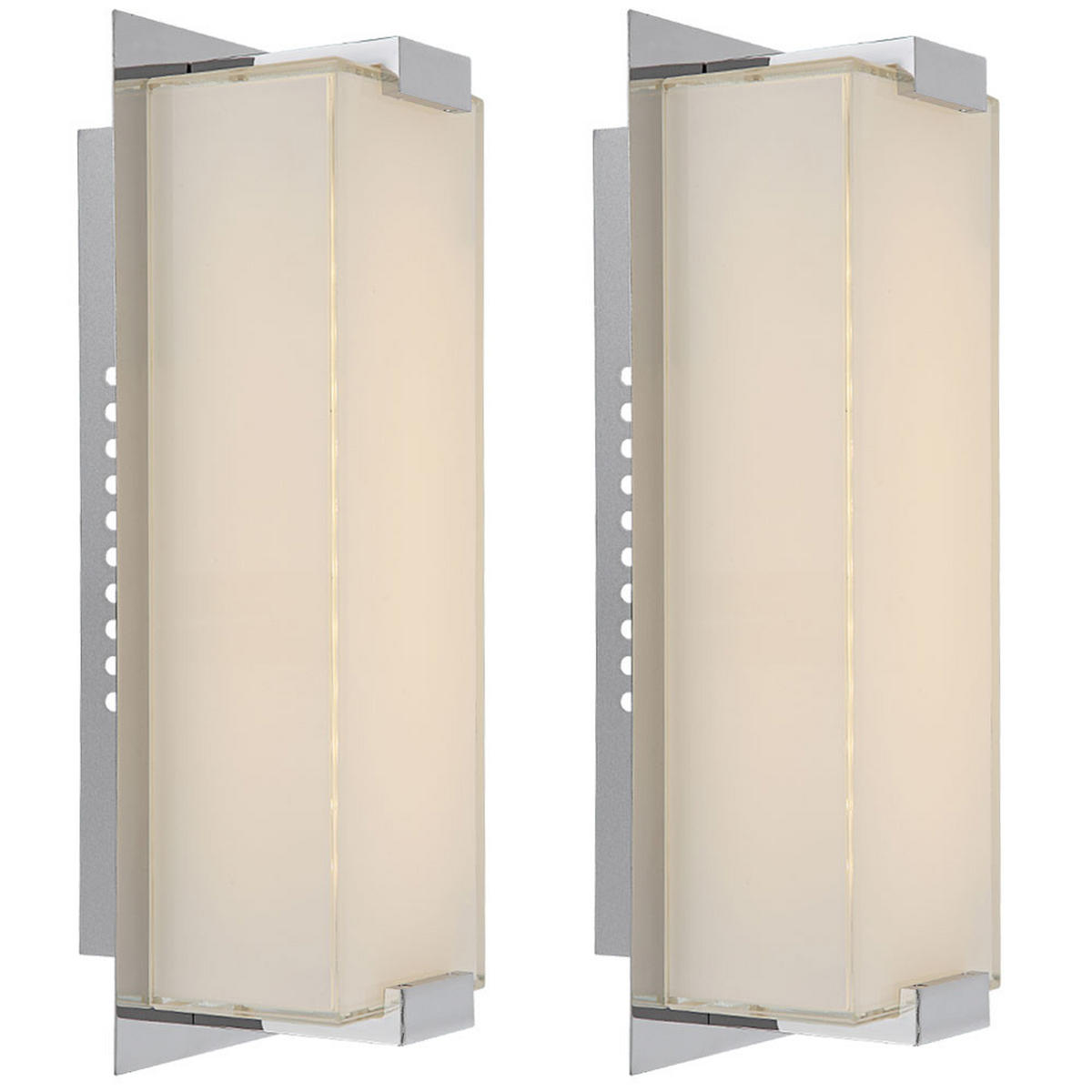 LED WANDLEUCHTE Chrom Glas satiniert Silber 2er Set - Silberfarben, Glas (28/11/10cm) - Globo Lighting