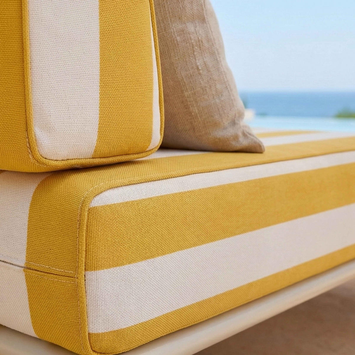 GARTENSOFA mit 5 Sitzplätzen, Gelb - Gelb, Textil - Oviala