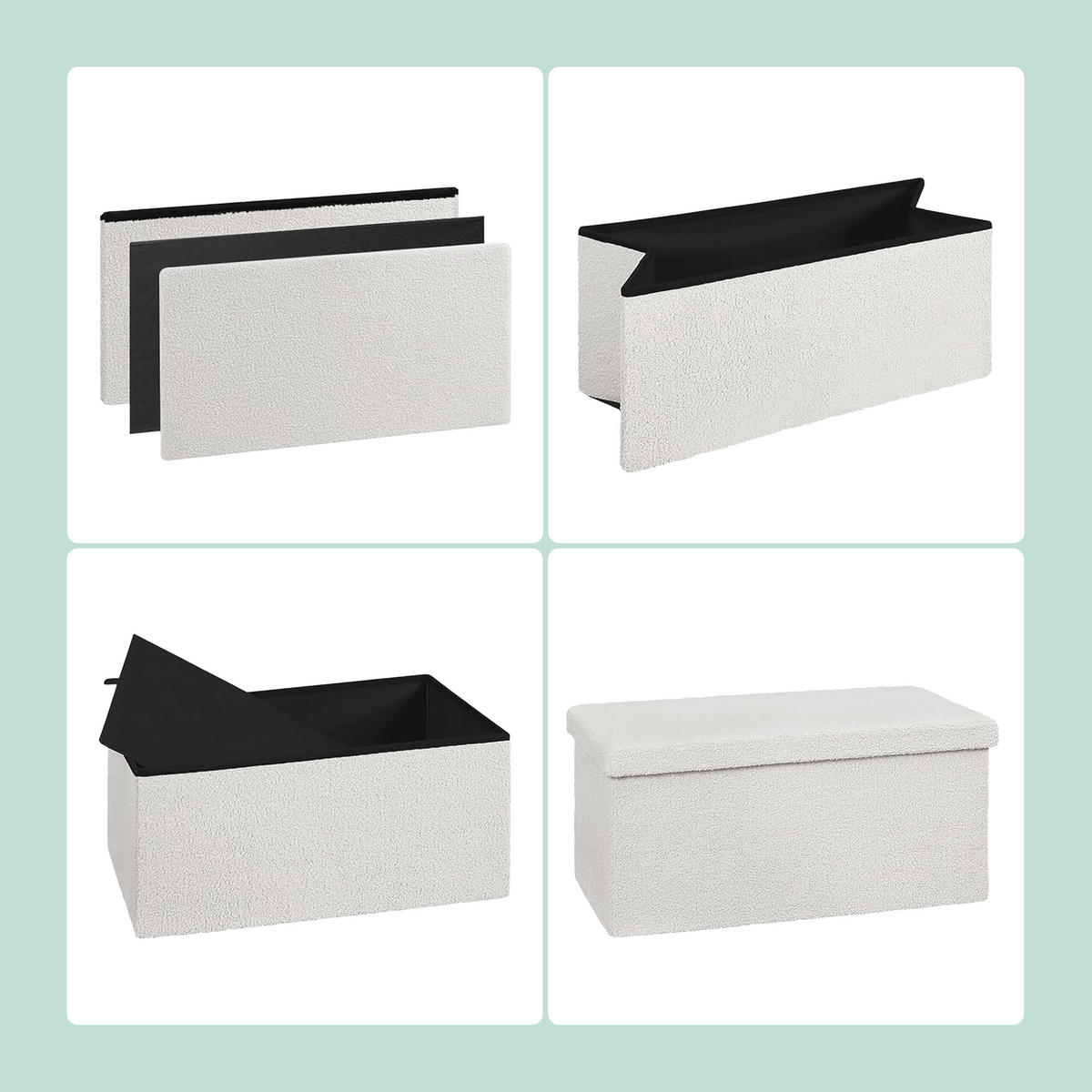 SITZBANK - Weiß, Holzwerkstoff/Textil (38/76/38cm) - Relaxdays