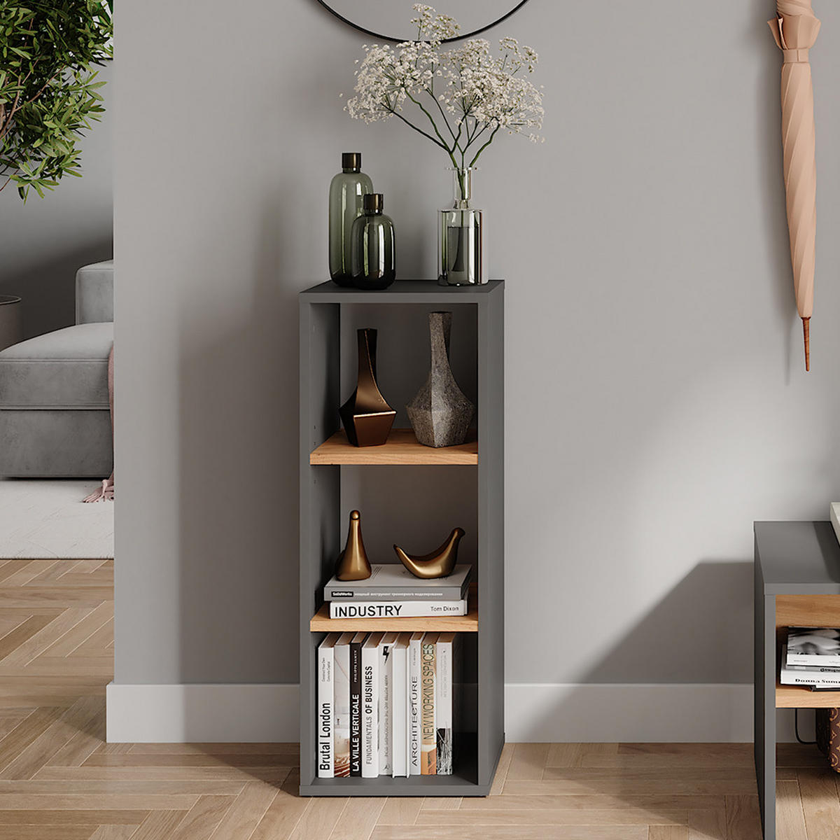 BOTNÍK Orlando Antracit/zlatý dub - medově dubová/antracitová, kompozitní dřevo (30/80.1/24cm) - Vicco