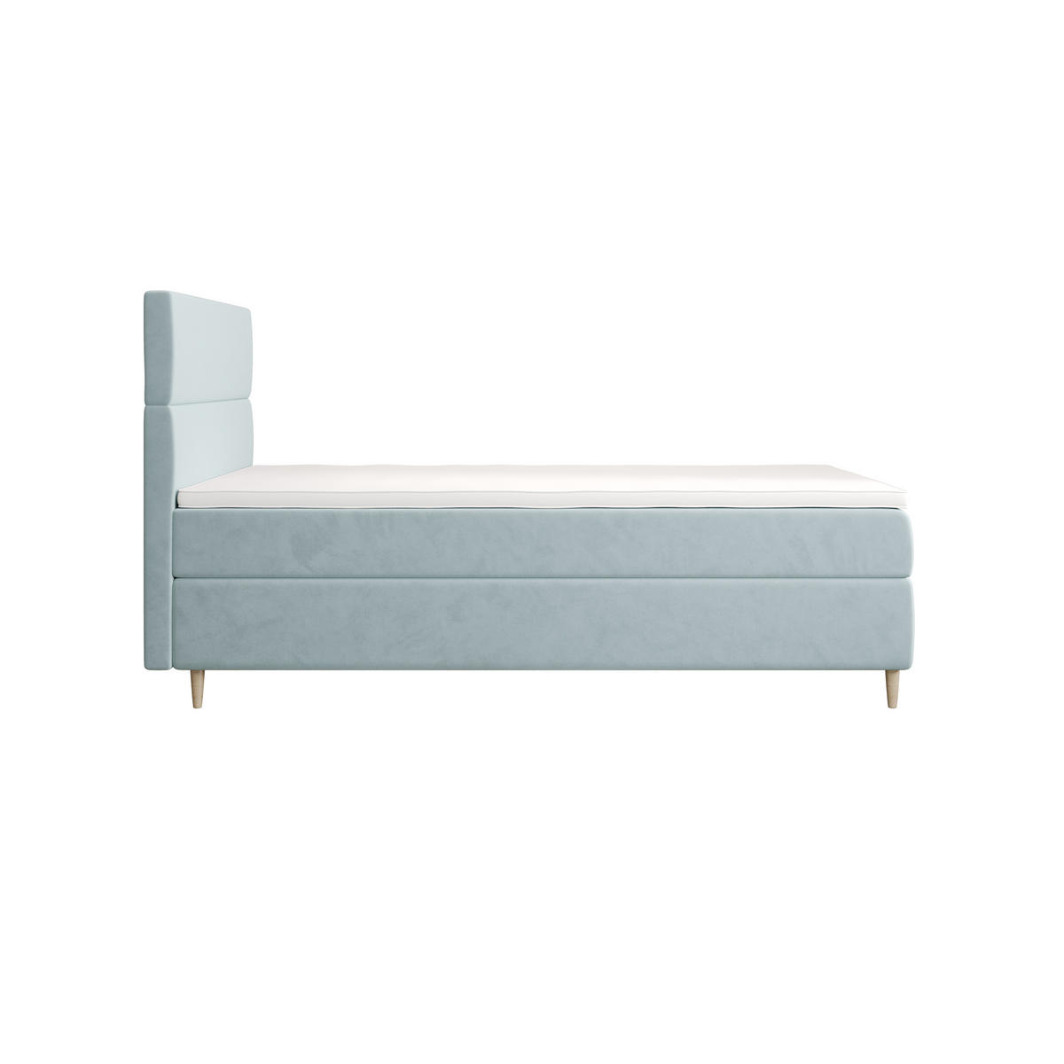 BOXBETT FLO 90x200 Itaka 13, mit Matratze H3, Bonell und Topper, Hellblau - Hellblau, Holz/Textil (90/200cm) - Bedante