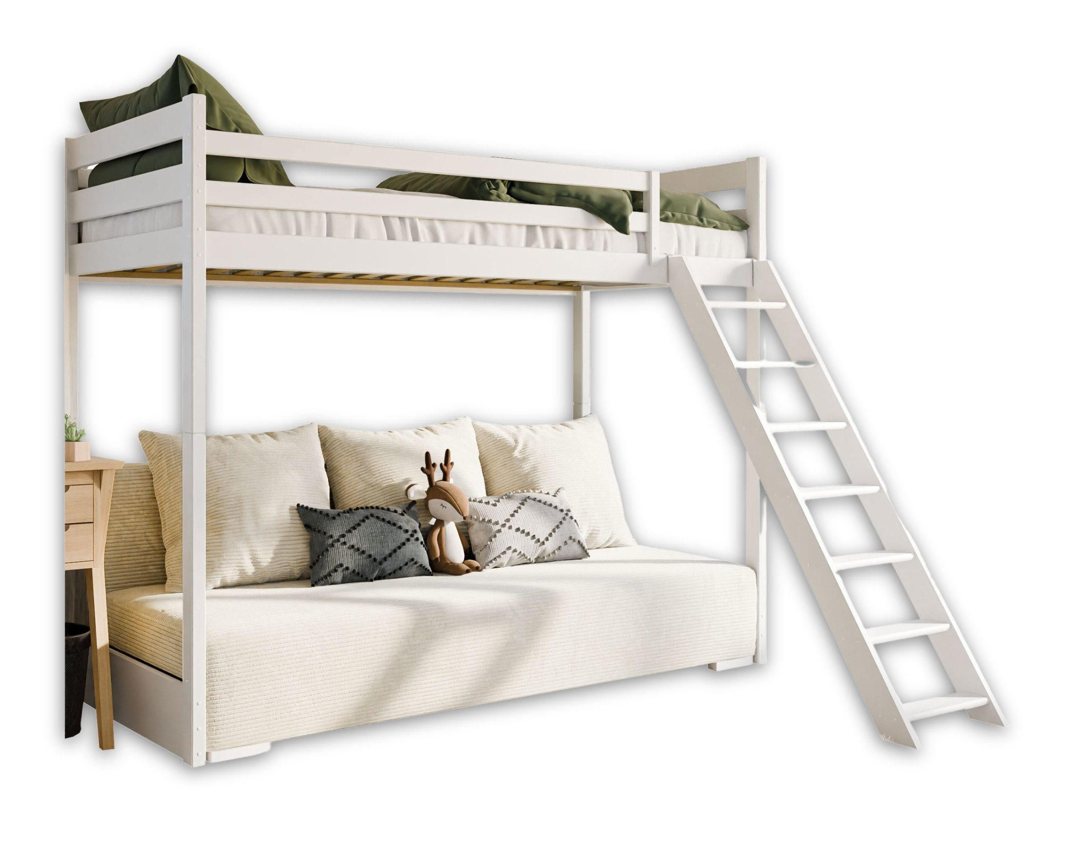 ETAGENBETT SIDNEY 90x200 in Weiß / Creme - Creme/Weiß, Holz/Holzwerkstoff (90/200cm) - Deine Möbel 24