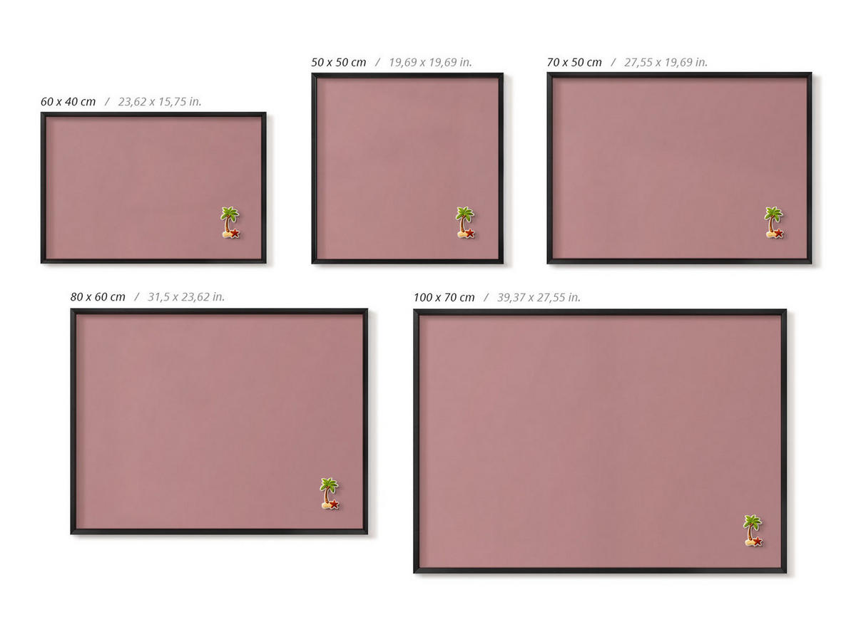 MAGNETTAFEL 70x50 cm Schwarzer Rahmen Pastellrosa - Altrosa, Metall (70/50/0.4cm) - TULUP