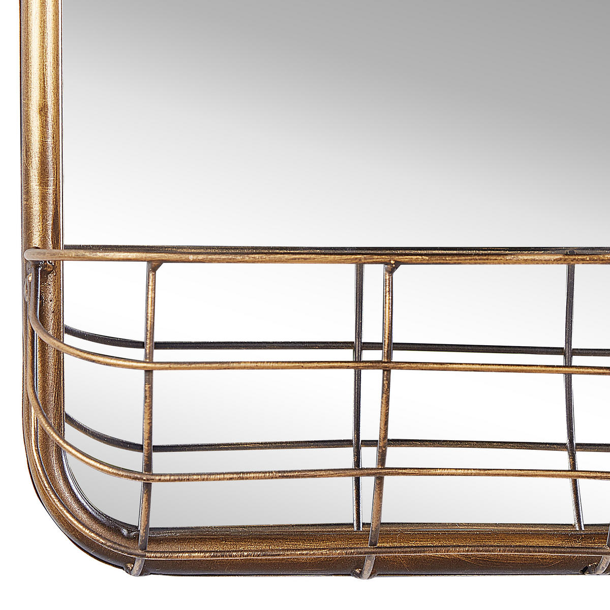 WANDSPIEGEL gold mit Regal 80/40 cm Macon - Goldfarben, Metall (40/80/9cm) - Beliani