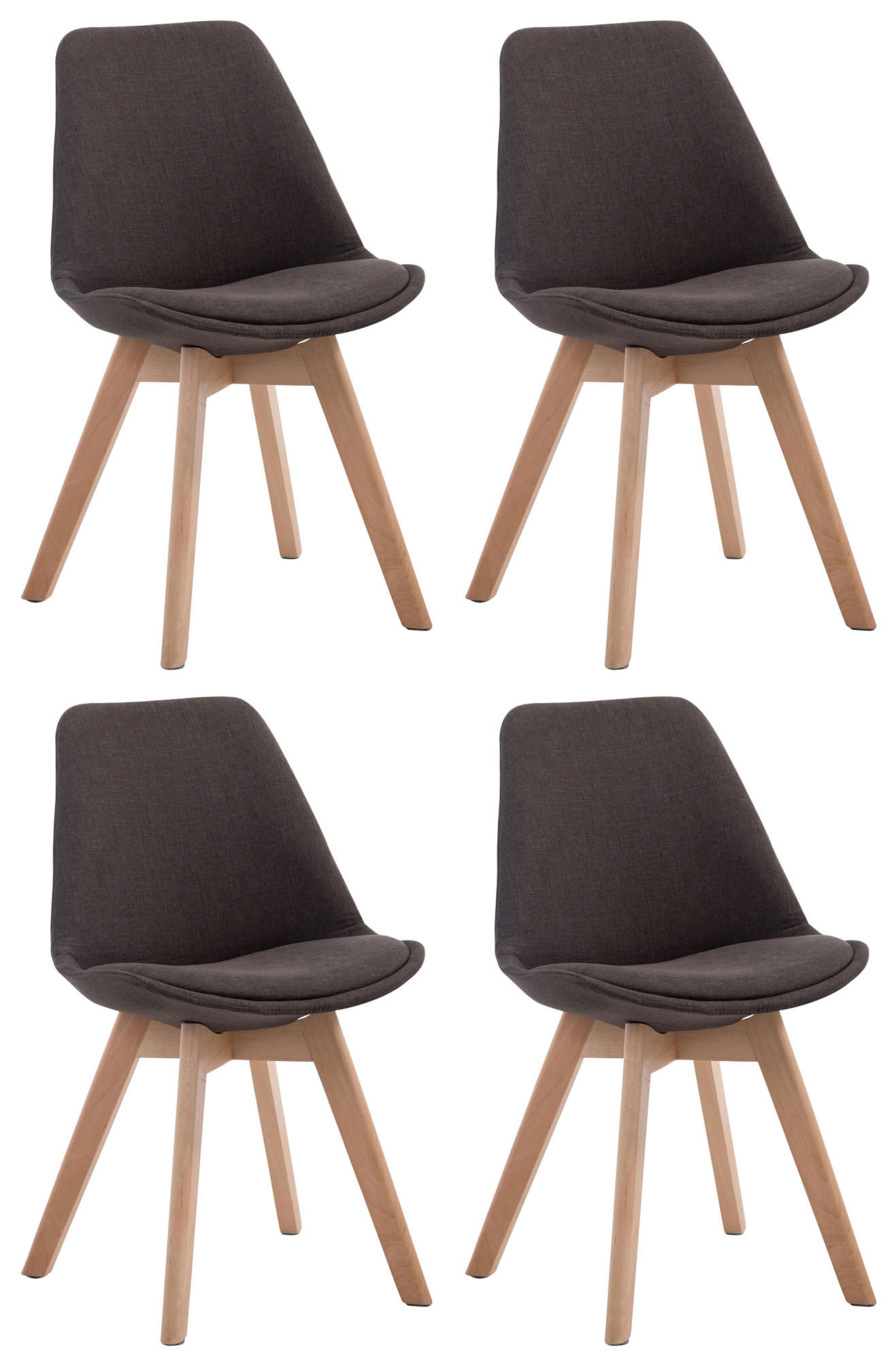 STUHL 4er Set Stoff dunkelgrau - Eukalyptusholzfarben/Dunkelgrau, Holz/Textil (48/84/55cm) - CLP