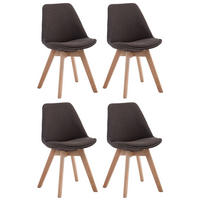 STUHL 4er Set Stoff dunkelgrau - Eukalyptusholzfarben/Dunkelgrau, Holz/Textil (48/84/55cm) - CLP