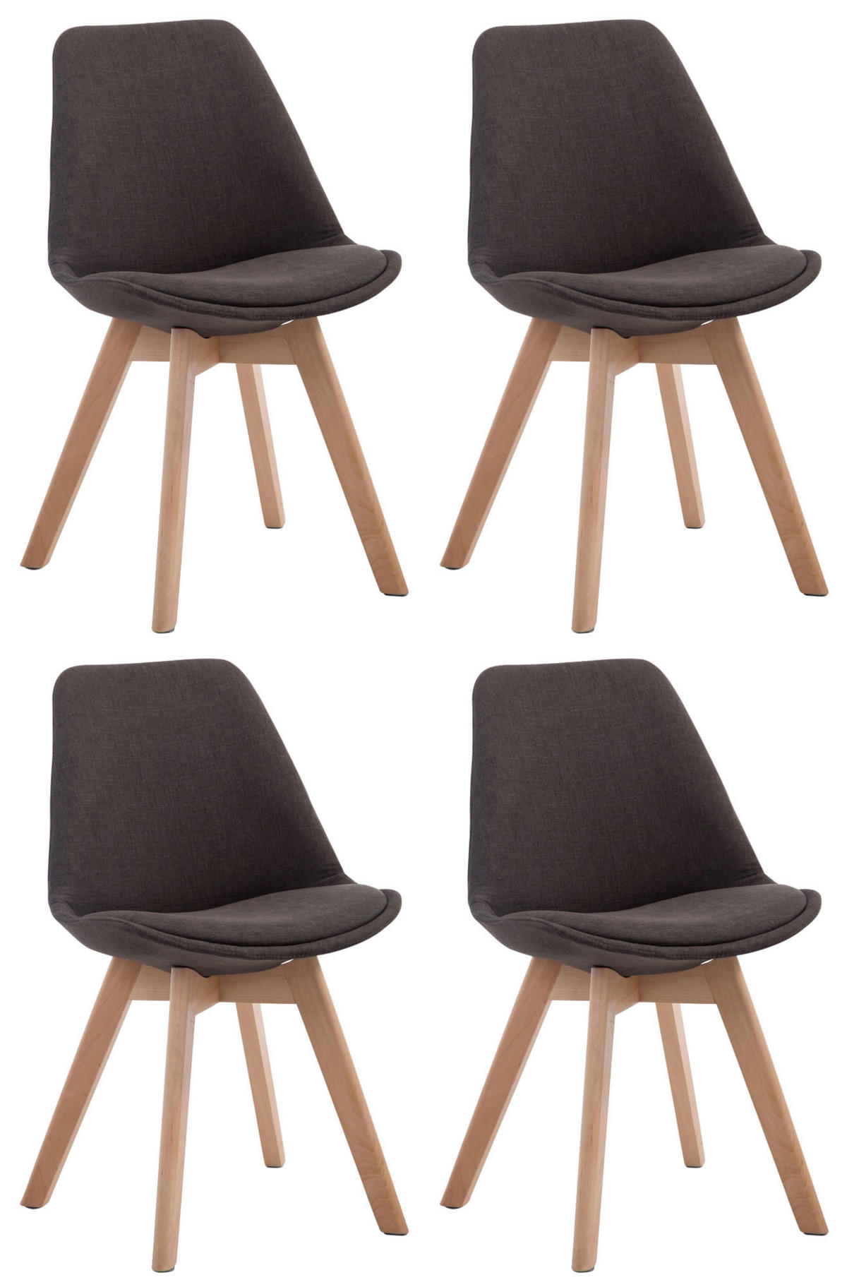 STUHL 4er Set Stoff dunkelgrau - Eukalyptusholzfarben/Dunkelgrau, Holz/Textil (48/84/55cm) - CLP