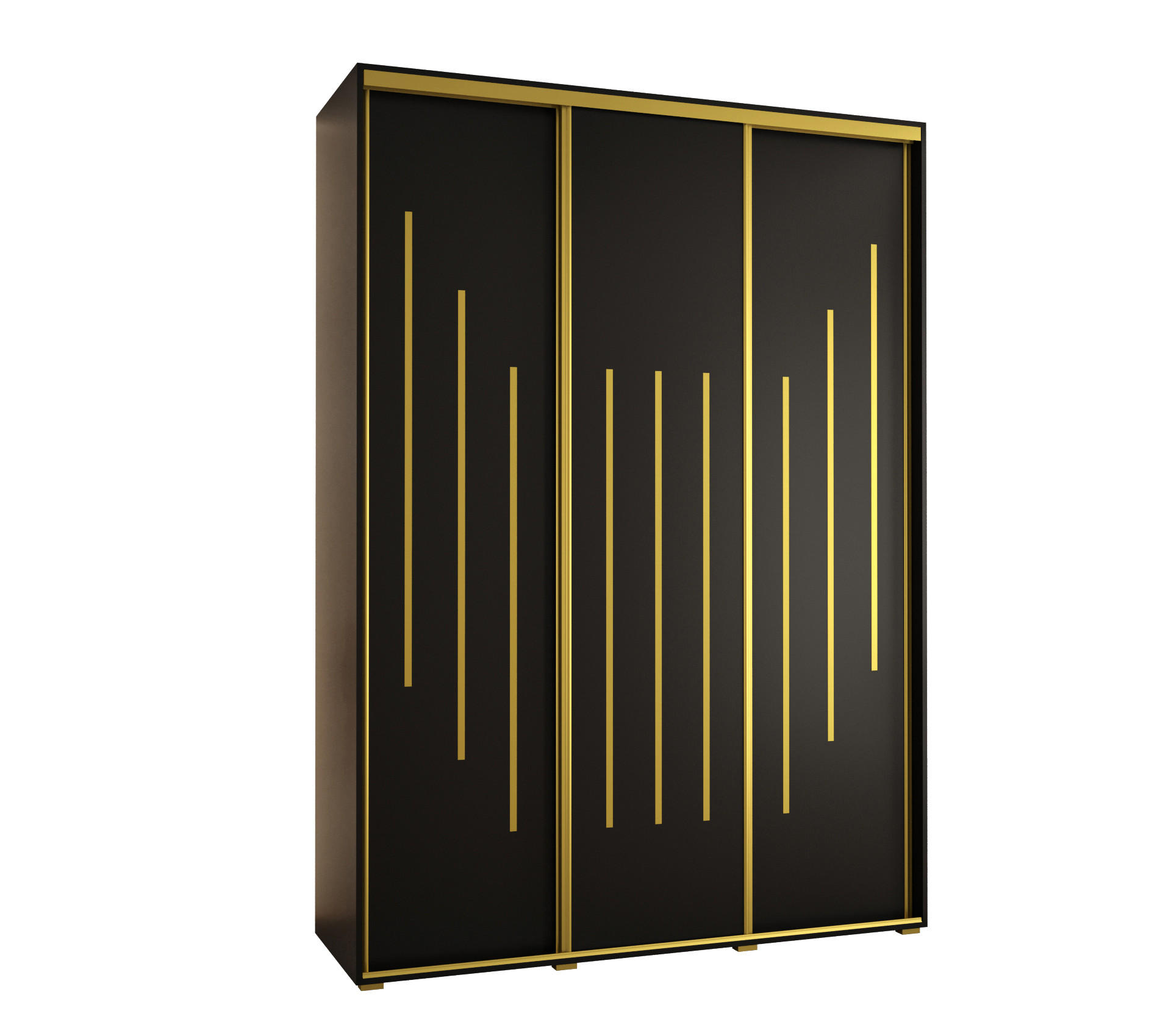 Abiks Möbel Schwebetürenschrank Schwarz, Schwarz, Gold 170x235x60 cm