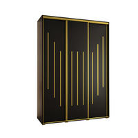 SCHWEBETÜRENSCHRANK 235,2/180/60 3-türig - Goldfarben/Schwarz, Holz/Metall (180/235/60cm) - Abiks Möbel