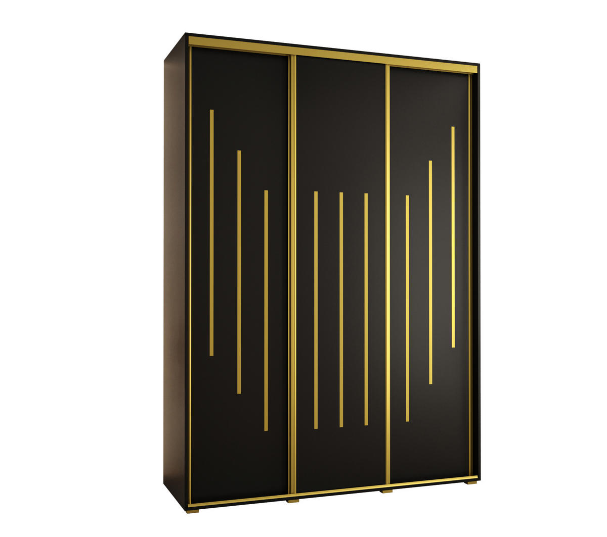 SCHWEBETÜRENSCHRANK 235,2/180/60 3-türig - Goldfarben/Schwarz, Holz/Metall (180/235/60cm) - Abiks Möbel
